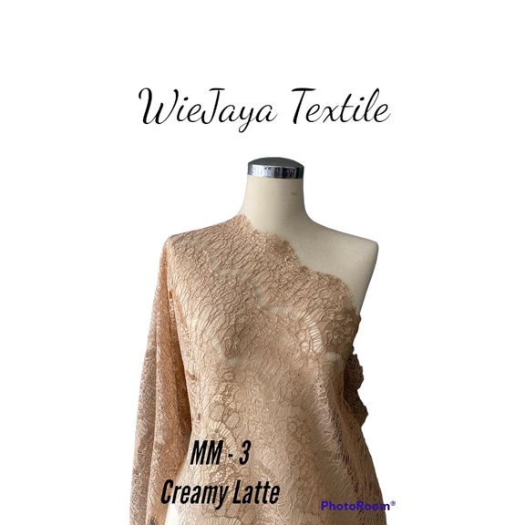 Kain Brukat Renda Pinggiran atau Lace Triming Non Glitter Khusus Creamy Grade A, cocok utk Kebaya, Dress, Atasan, pinggiran kebaya, pinggiran Mukena , Lembut dan Nyaman dipakai, Harga yang tertera : HARGA PERSETENGAH METER