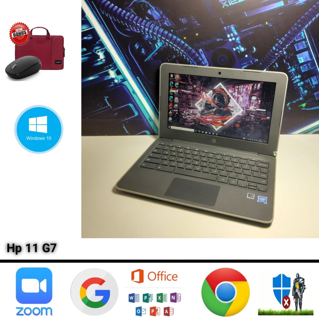 Laptop Hp 11 G7 Celeron Ram 4GB SSD 128GB Windows 10 Siap Pakai