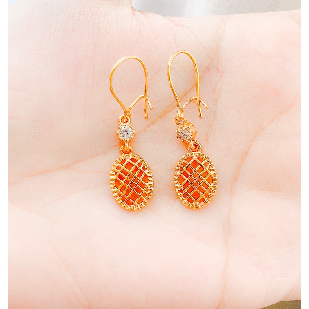 Anting Wanita Zirconia Wafles Zirconia Gold