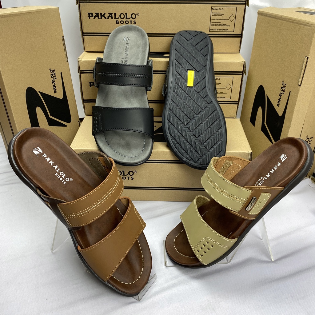 PAKALOLO Piramid03 Sandal pria original Sandal kulit asli Sandal laki keren Sandal simpel elegant Se