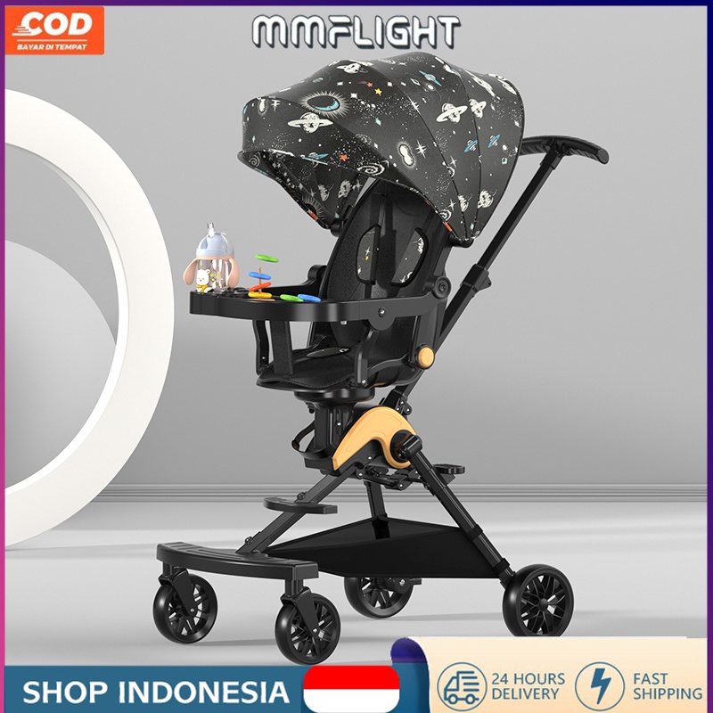 Mmflight Kereta Dorong Bayi Stroller Baby 2 Arah Lipat Traveling Lightweight Foldable