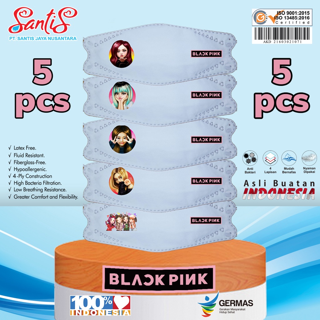 Masker KF94 EDISI BLACKPINK 4ply by SANTIS