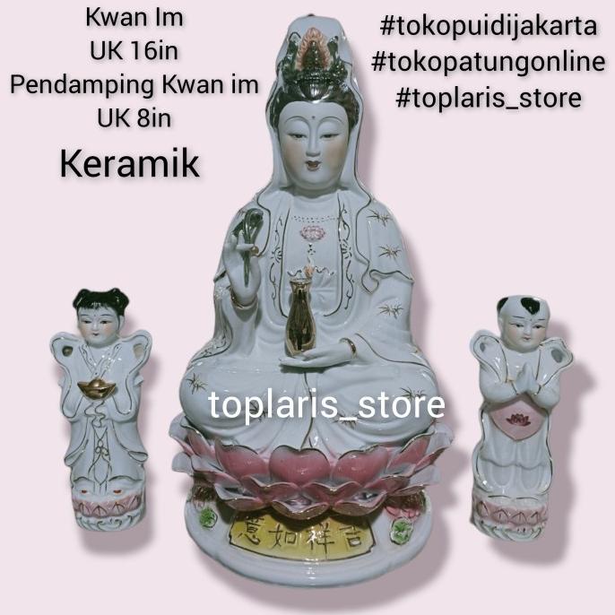 Patung Kwan Im Keramik 16in Set Pendamping