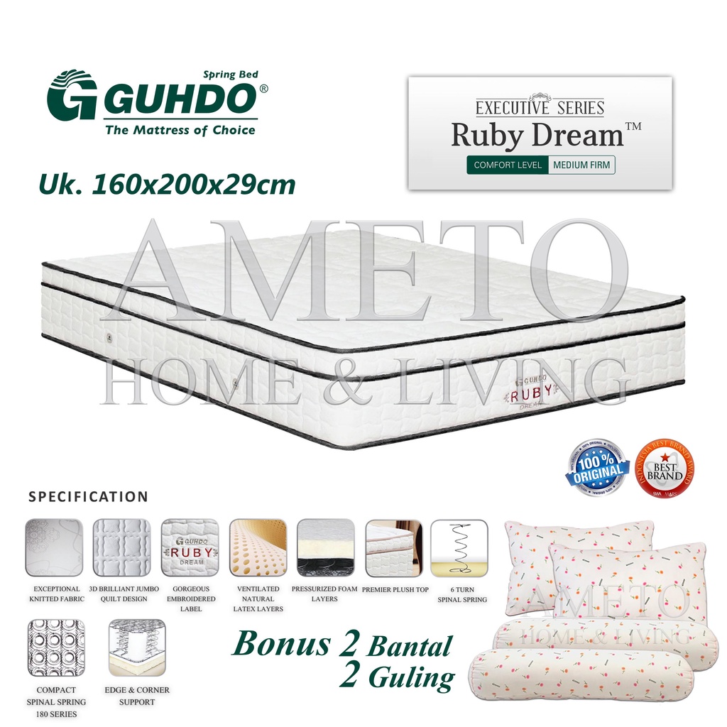 Paket Guhdo Springbed Ruby Dream Latex 160x200 Tebal 29 cm (HANYA KASUR)