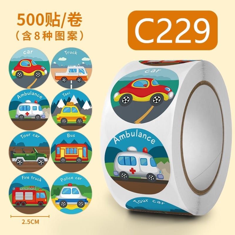 

sticker roll gulung [ 1 roll = +/- 500 sticker ]