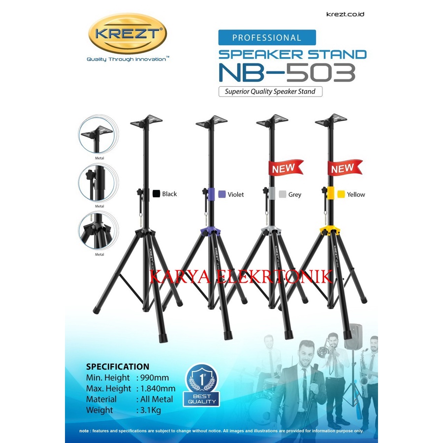 STAND SPEAKER AKTIF -TRIPOD KREZT NB503 NB 503  FULL METAL ORIGINAL