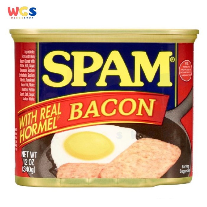 

SPAM WITH REAL HORMEL BACON ORIGINAL PORK LUNCHEON MEAT USA 12OZ 340G