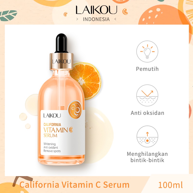 LAIKOU Vitamin C Serum 100ml Mencerahkan Mengencangkan Pori-pori Memudar Melanin Essence