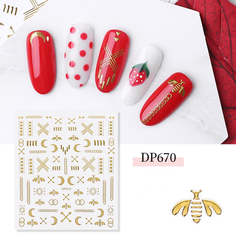 Moon Sun 3D Stiker Bee Nail art/Stiker Kuku Bulan Bintang Nail Art Stiker Water Decal