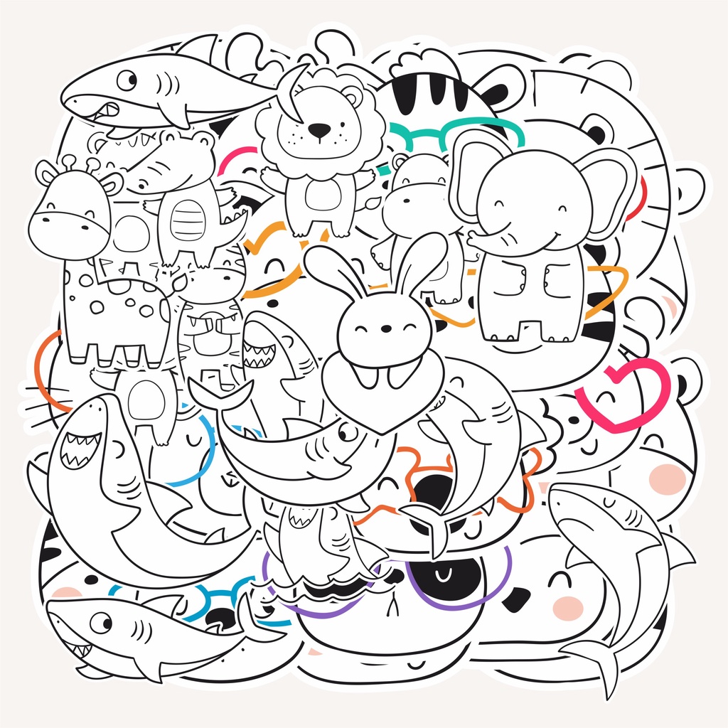 

( 20 pcs )bisa cutting cetak stiker satuan tema ANIMAL BLACK and WHITE/murah/stiker lucu ranodm