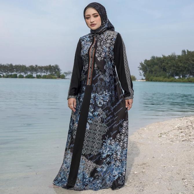 Mandjha Ivan Gunawan - Island Black Dress Atasan Muslim Abaya Gamis