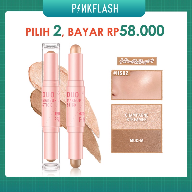 PINKFLASH Double-Head Smooth Highlighter Sweatproof 3D Bronzer Contour Highlighter Stick PF-F21-H