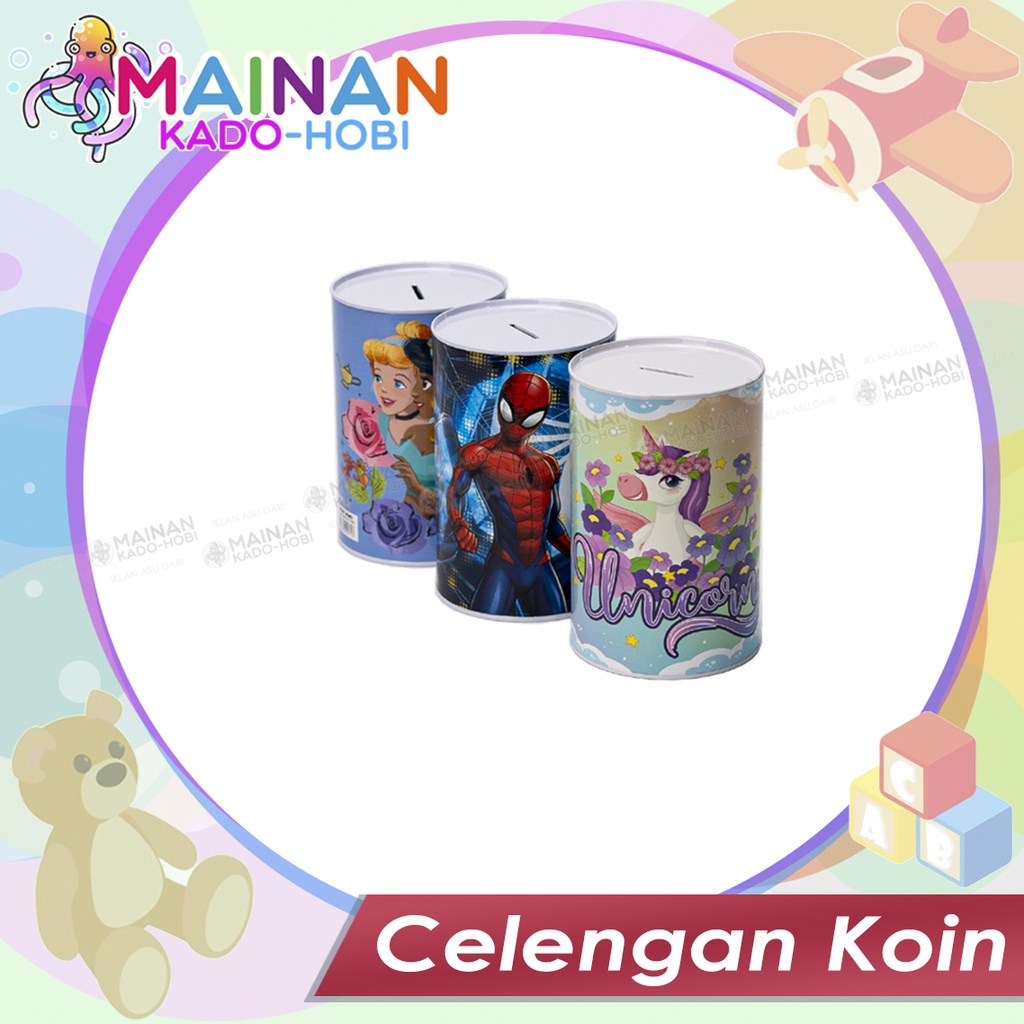 HOBI MENABUNG CELENGAN KALENG ANAK MOTIF KARAKTER KARTUN SUPERHERO