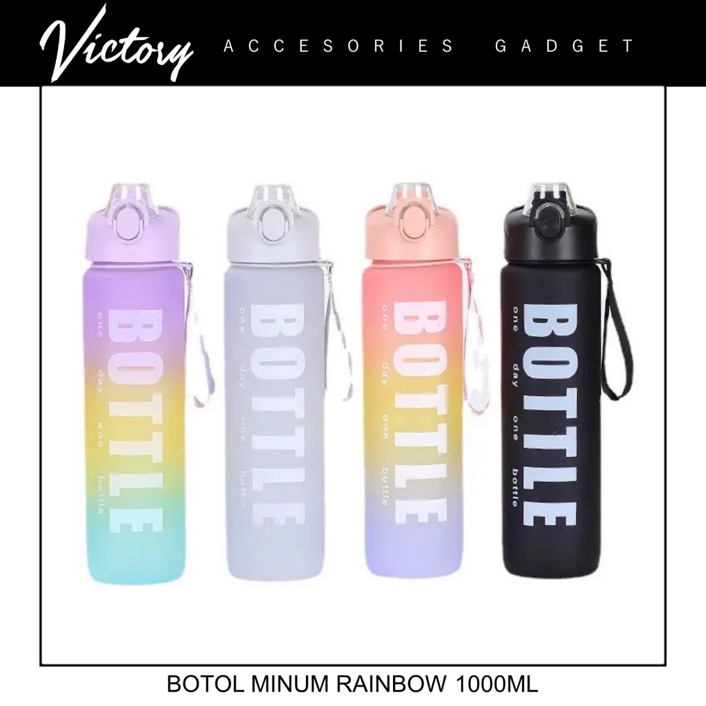 VICTORY BOTTLE Botol Minum Rainbow Gradasi 1Liter Bahan Tebal Tumbler Rainbow