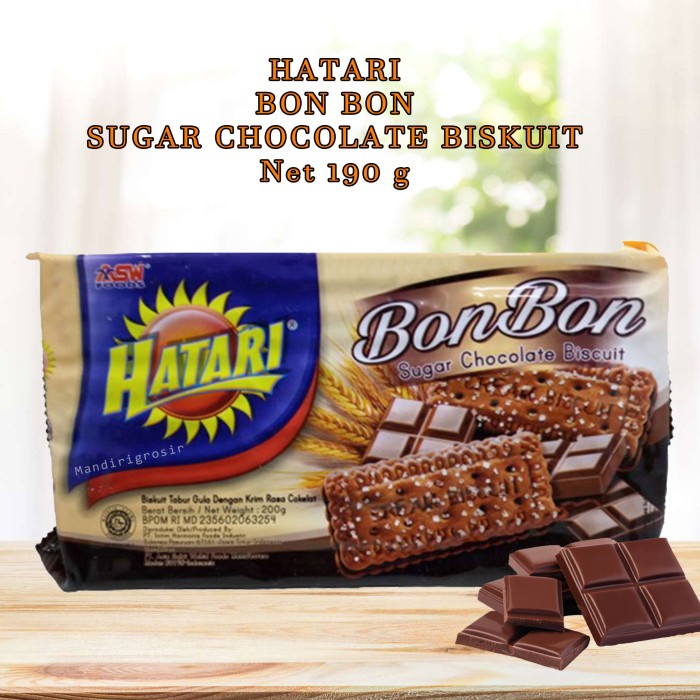 

Hatari Bon Bon Sugar Chocolate BIscuit 190gr / ASWFoods Biskuit Coklat