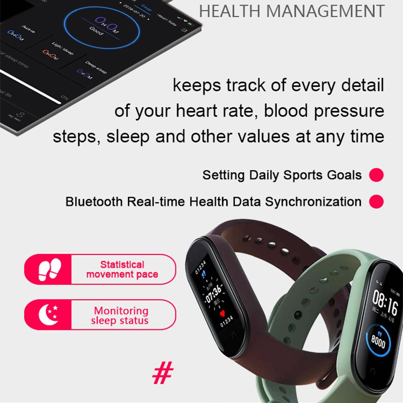 SKMEI M5 Smart Band Smartwatch Jam Pria Wanita Sport Bluetooth Synchronize Smart Phone Jam Pintar Digital Anti Air Waterproof Heart