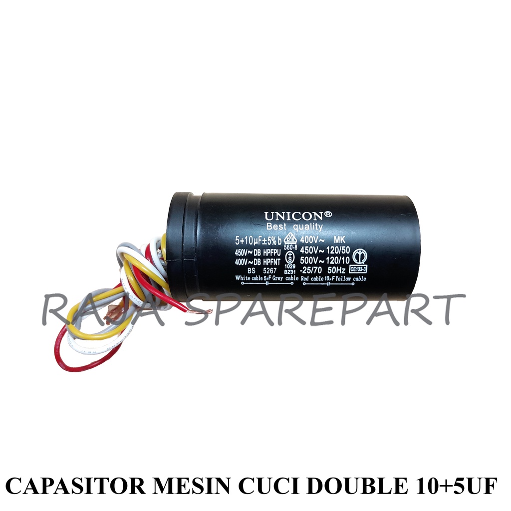 CAPASITOR / KONDENSATOR MESIN CUCI DOUBLE 10+5 UF