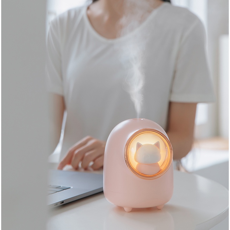 M08 Air Humidifier Diffuser Portable Aromatherapy mini Nano Spray Humidifier Cute Essential oil Pelembab With LED Light 350 ml