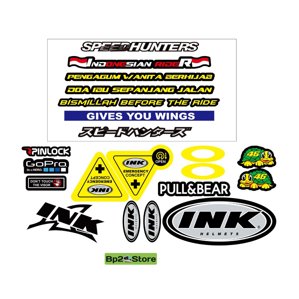 Paket Stiker Helm INK / Set Stiker Helm INK
