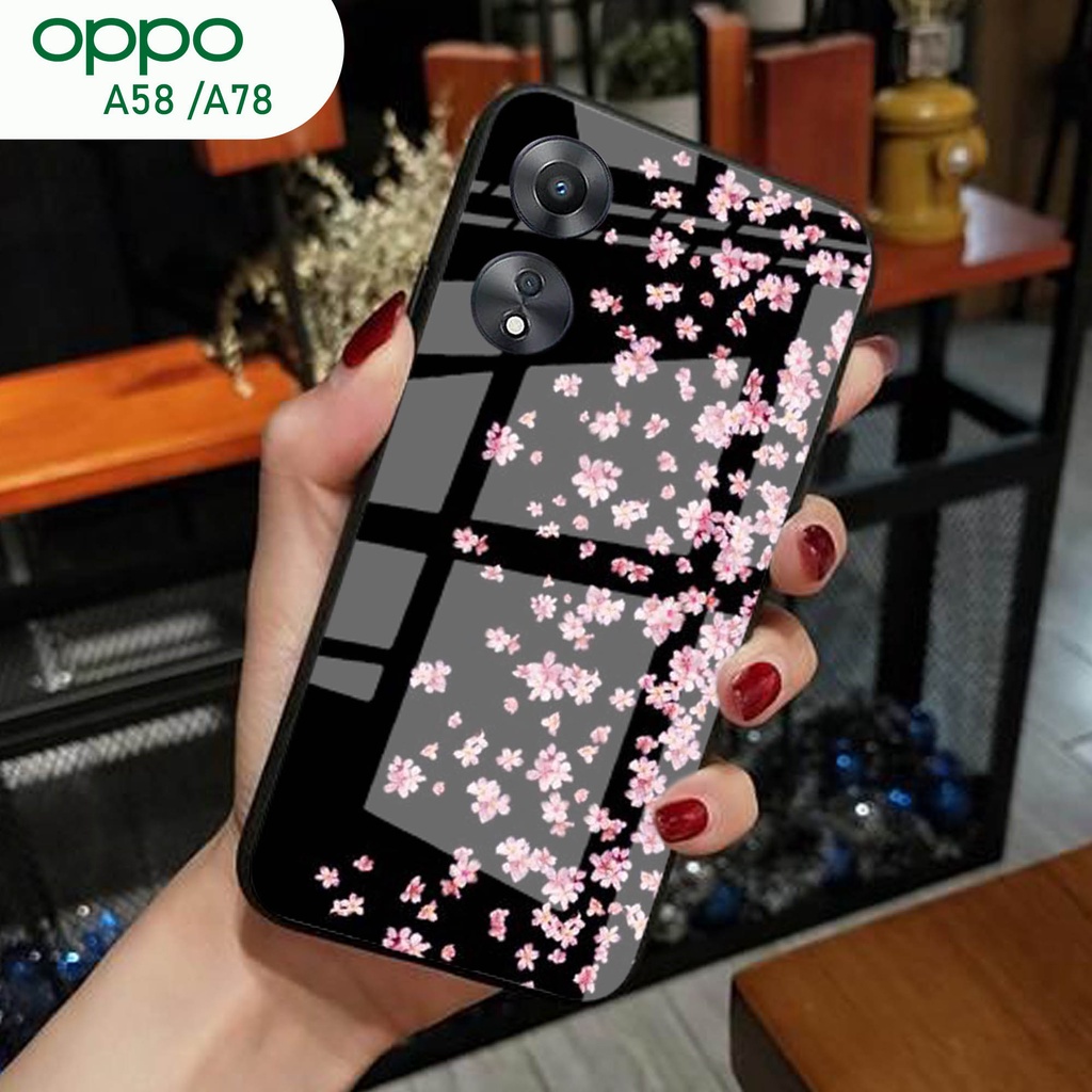 (S140) Case  Glass OPPO A58 A78 - casing Terbaru handphone - OPPO A58 A78  - pelindung handphone - O
