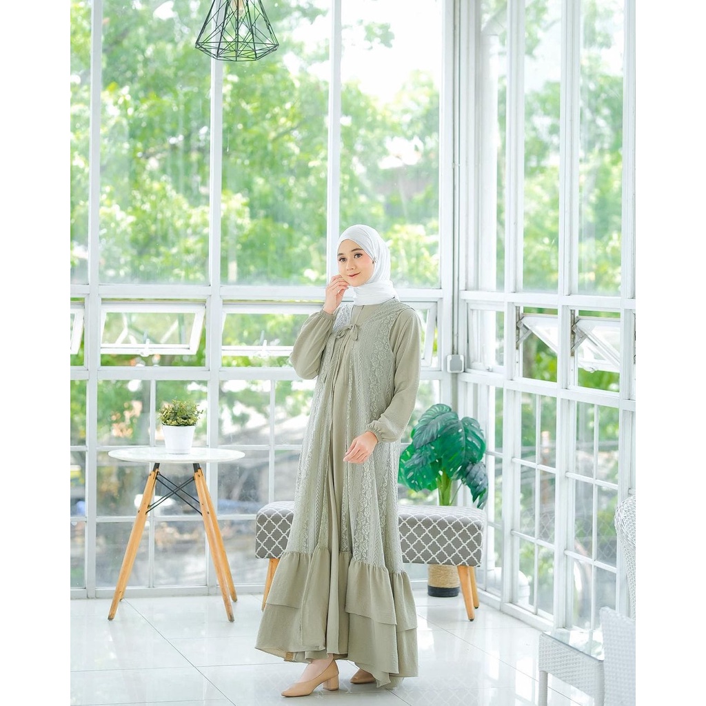 LIMITED - HELEVA DRESS OUTER BRUKAT DRESS WANITA AIRFLOW CRINKLE PREMIUM - EID SERIES