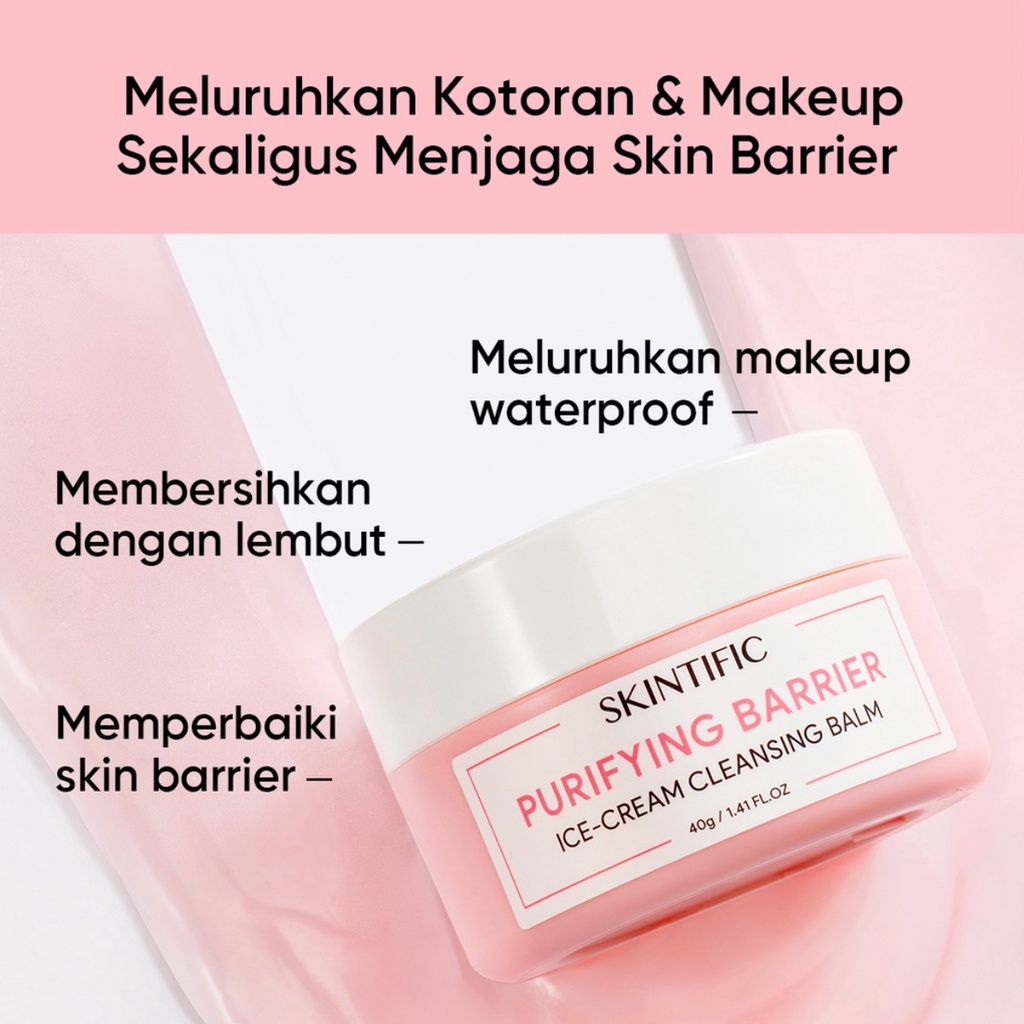 SKINTIFIC Purifying Barrier Ice Cream Cleansing Balm 40g - Make Up Remover【BPOM】