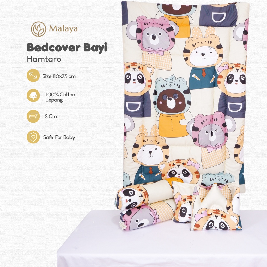 BEDCOVER BAYI KATUN JEPANG BY MALAYA BABY / BADCOVER BABY SET BANTAL GULING BAYI SARUNG BISA DI LEPAS / BABY BEDDING SET