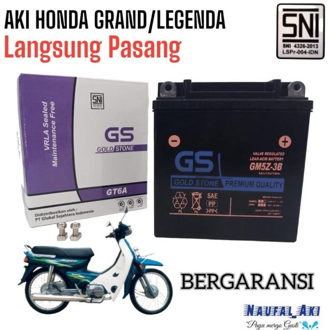 Aki Motor Honda Grand/Legenda/Supra X/Fit Lama Gs Gm5 3B Gold Stone Debezzz