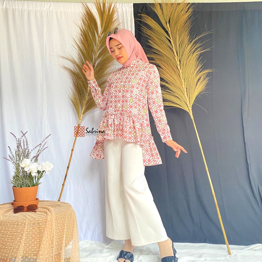 DAHAYU BLOUSE Atasan Kemeja Batik Kerja Kantor Wanita Print Katun Soft Pastel Busui Modis Modern Kekinian