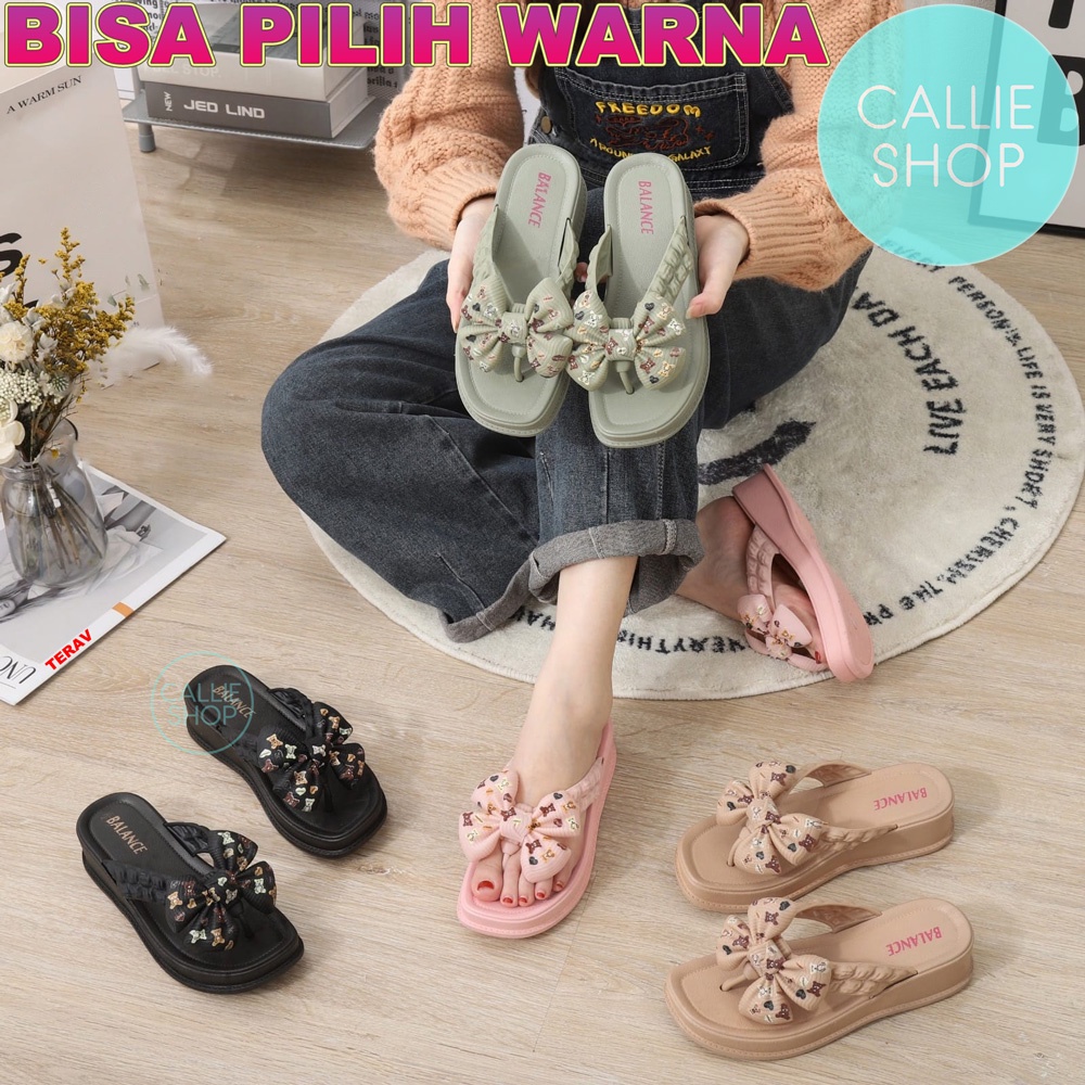 Sandal Wedges Jepit Pita Cantik Motif Bear Balance 1324-7 WGPANGPT