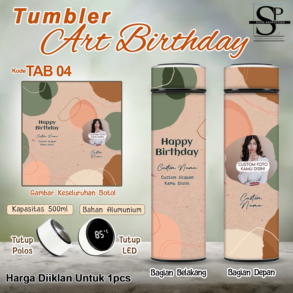 Tumbler Birthday Gift Botol Minum Ulang Tahun Custom Foto Nama