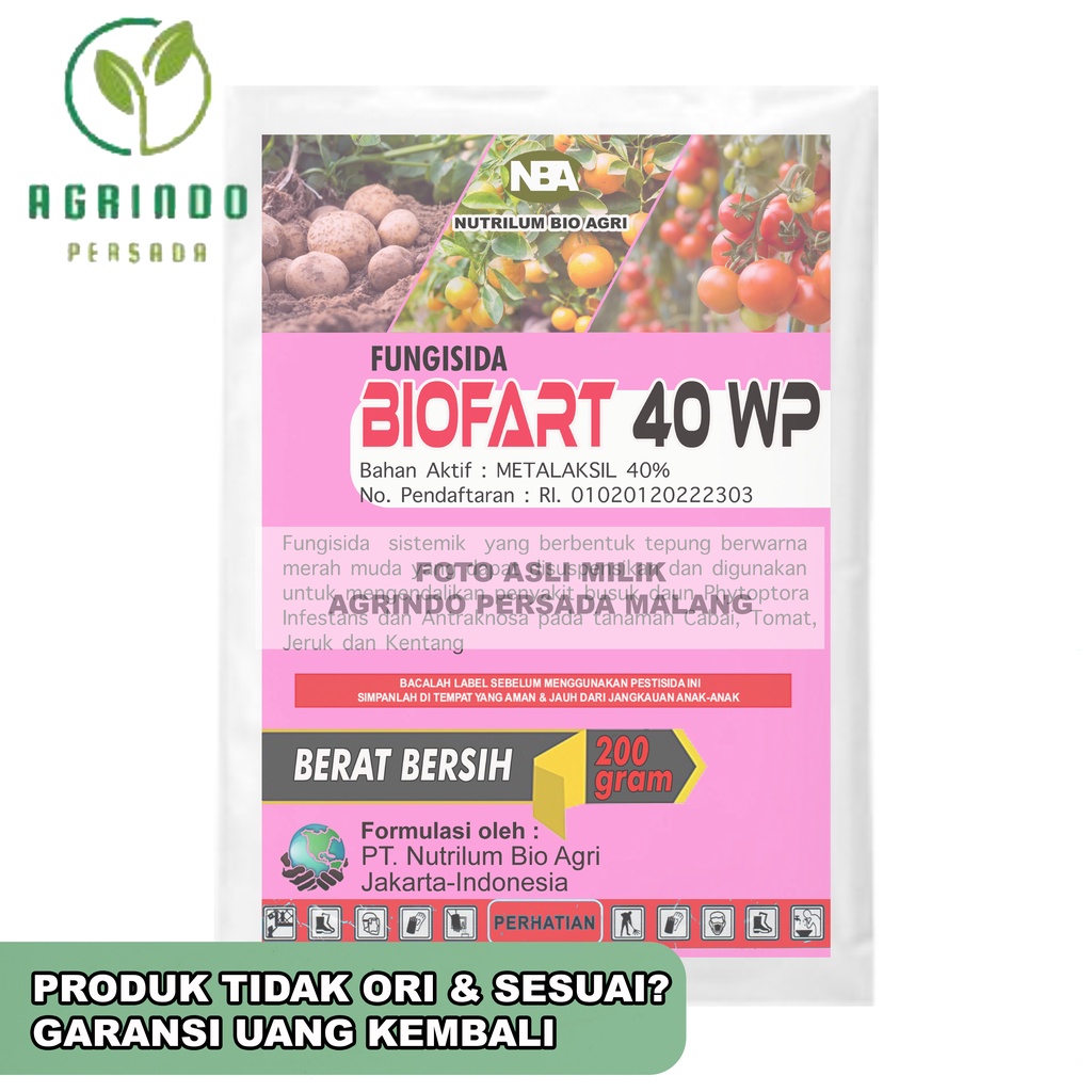 Fungisida Biofart 40WP 200 gram | Fungisida Metalaksil 40% | Fungisida sejenis Besromil, Rampart, Alfart, BESROMIL