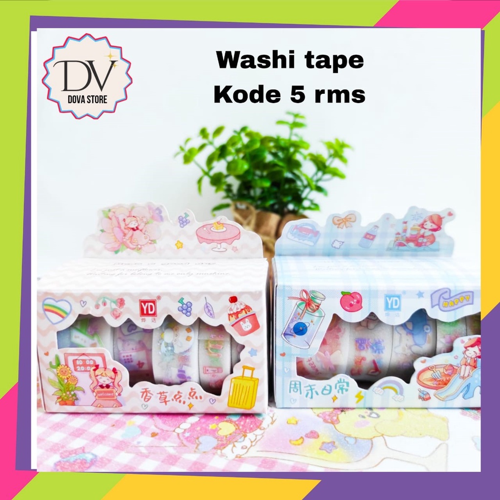 

WASHI TAPE ISI 5 PCS KODE YD-5RMS WARNA LUCU ALAT TULIS