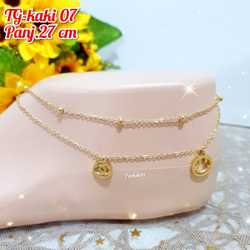 TITANIUM GELANG KAKI DEWASA MODEL RANTAI 2 LAYER/G-KAKI05/G-KAKI07