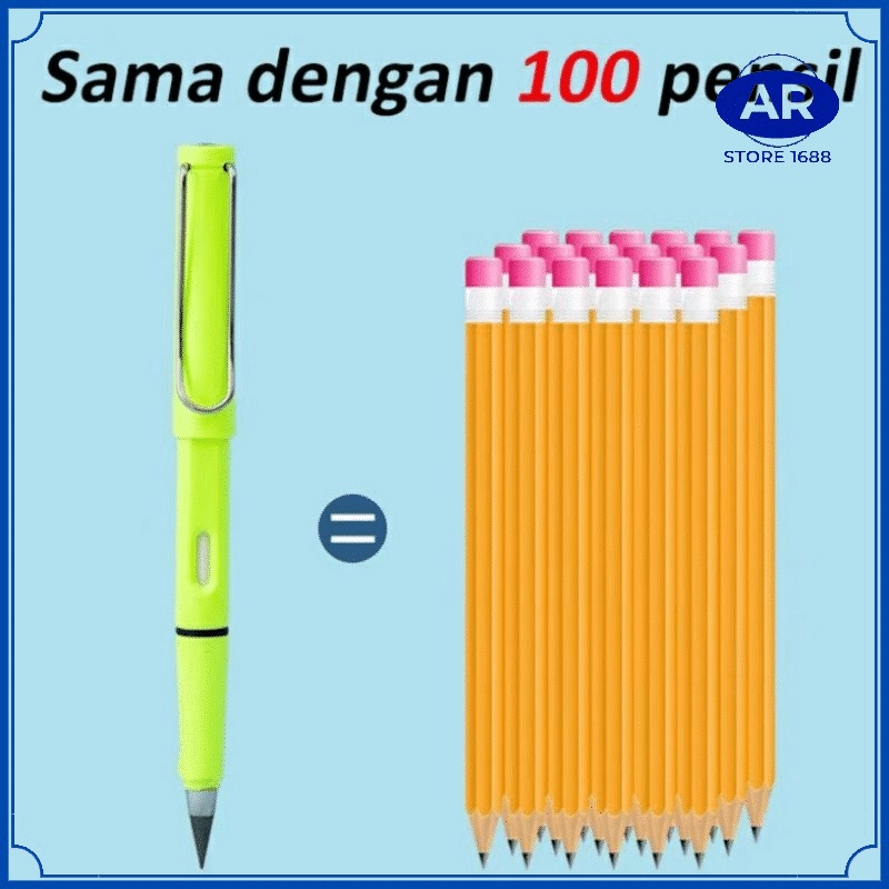 AR PENSIL ETERNAL AJAIB REFIL UNLIMITED TANPA RAUTAN WARNA MACARON / ALAT TULIS ANAK SEKOLAH