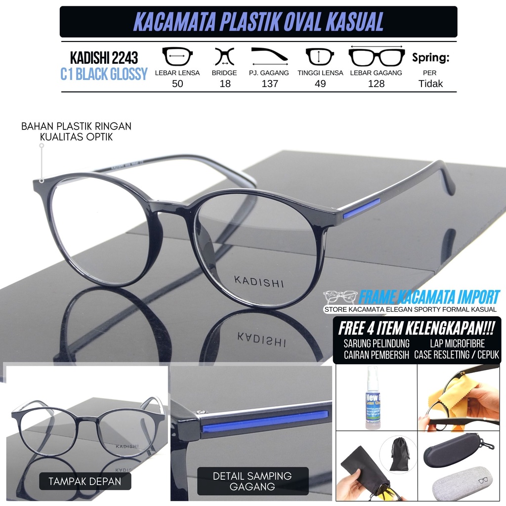 Frame Kacamata Oval Plastik Ringan Lensa Minus Silinder Progresif