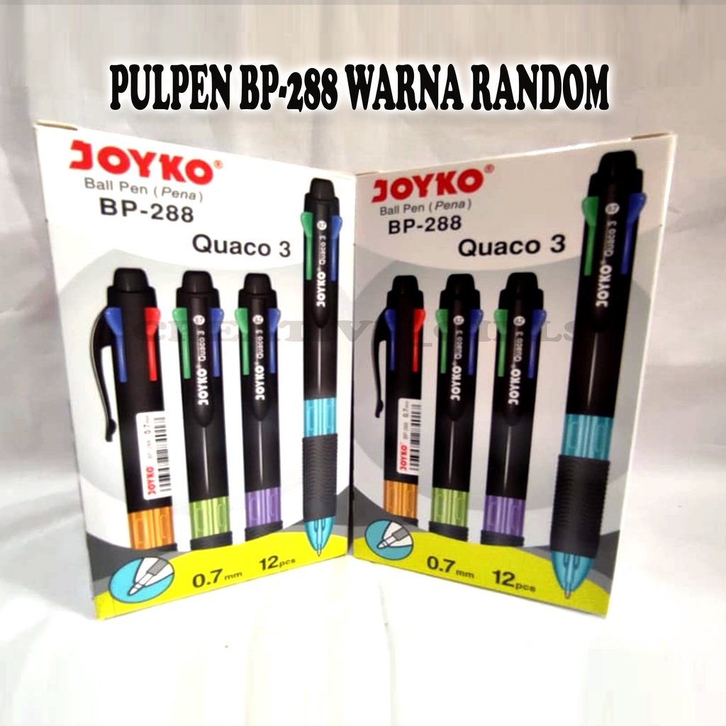 

Ball Pen ( Pena ) BP - 288 Quaco 3 / Bolpen 4 Warna Warni Joyko 0.7mm