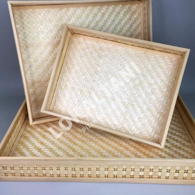 Tampah Tumpeng Anyaman Bambu Kotak / Nampan Bambu Besar