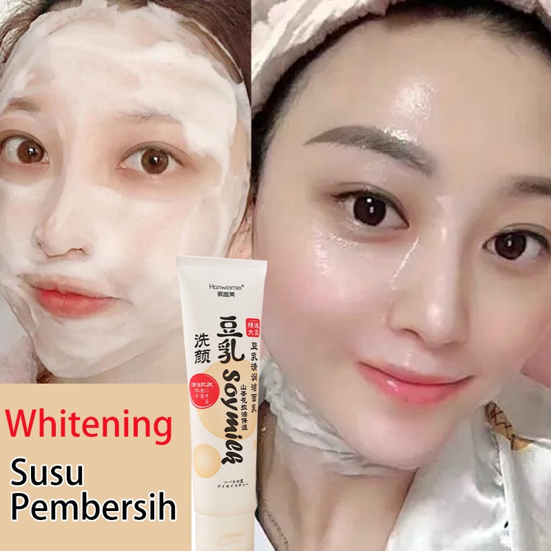 Pembersih Wajah Whitening Moisturizing Face Wash 100g soy milk Clean &amp; clear Facial Wash Daily Pore Deep Action Natural Bright Face Wash