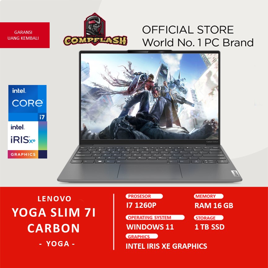 LAPTOP LENOVO YOGA SLIM 7I CARBON TOUCH I7 1260P RAM 16GB 1TBSSD IRISXE 90HZ 100SRGB