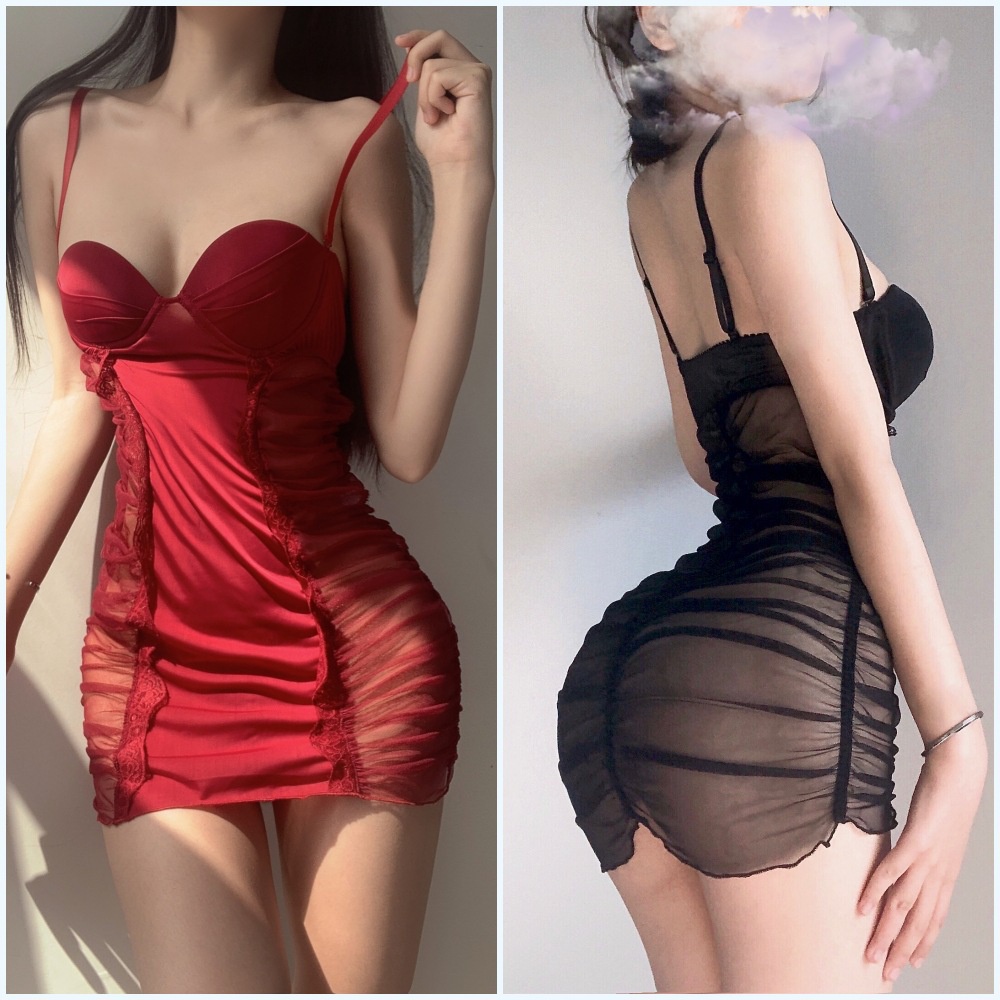 Wanita Lingerie Sexy Rok Mini Ketat Lingerie Transparan Deep V Sling Lingerie Seksi Set A510