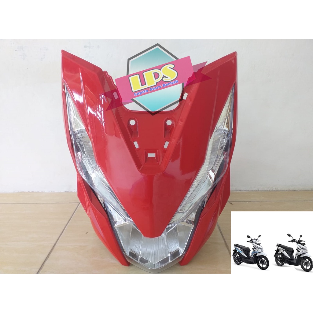 Tameng Body Depan + Reflektor dan SEN Lampu Depan Beat New ESP 2016-2019 / BEAT ECO / BEAT STREET Warna Merah Termurah