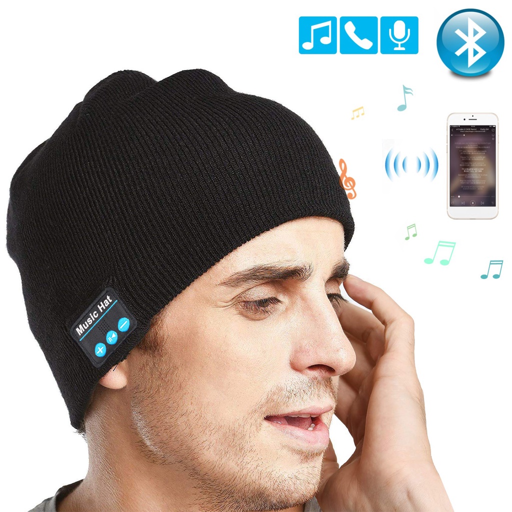Kupluk Gunung Kupluk Bluetooth Knit Beanie Dengan Bluetooth Music Headset Beanie Hands-Free Calls Speaker Built-In Stereo Speaker