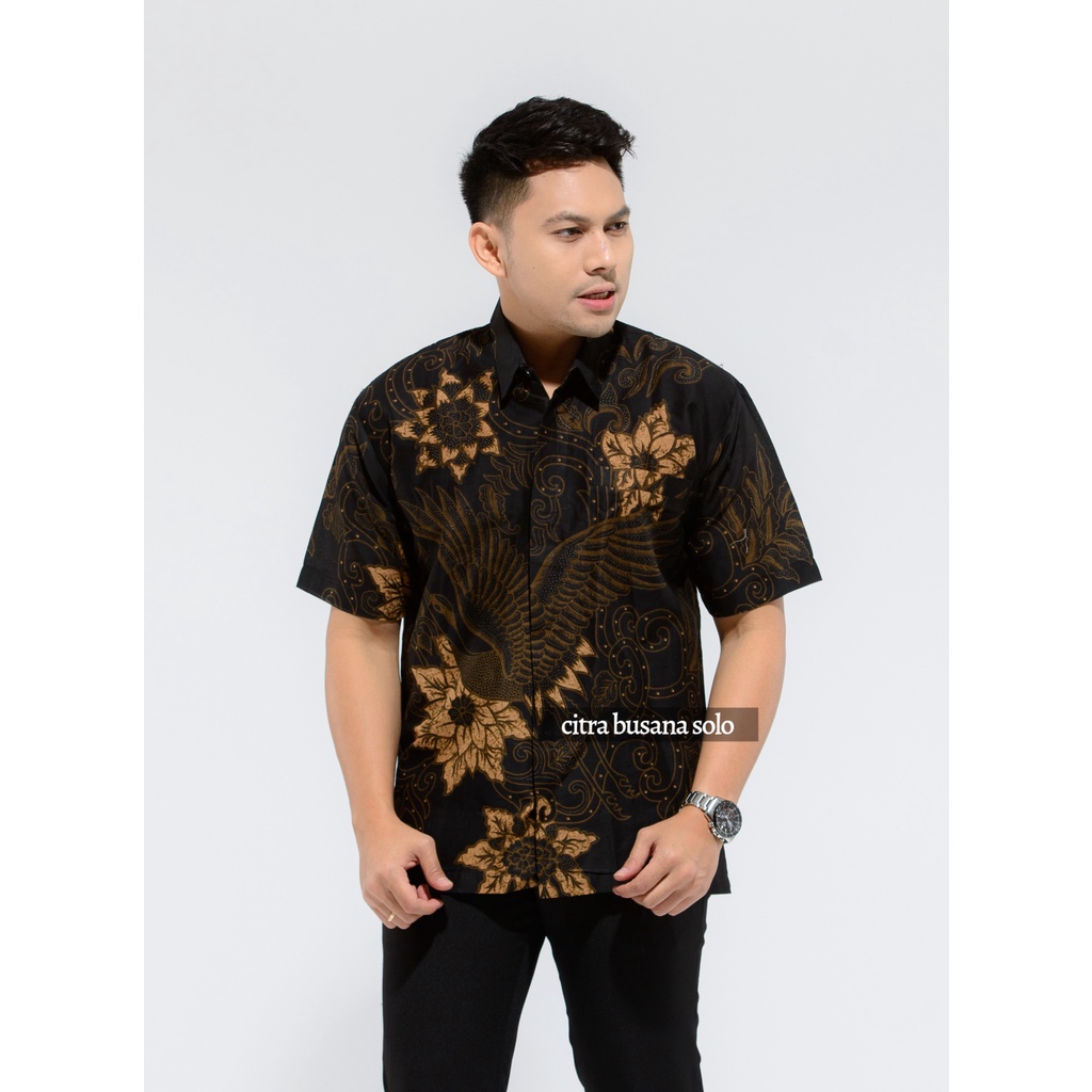 BAYUSUTA PENDEK Kemeja Batik Pria Full Furing Bahan Katun Sragenan