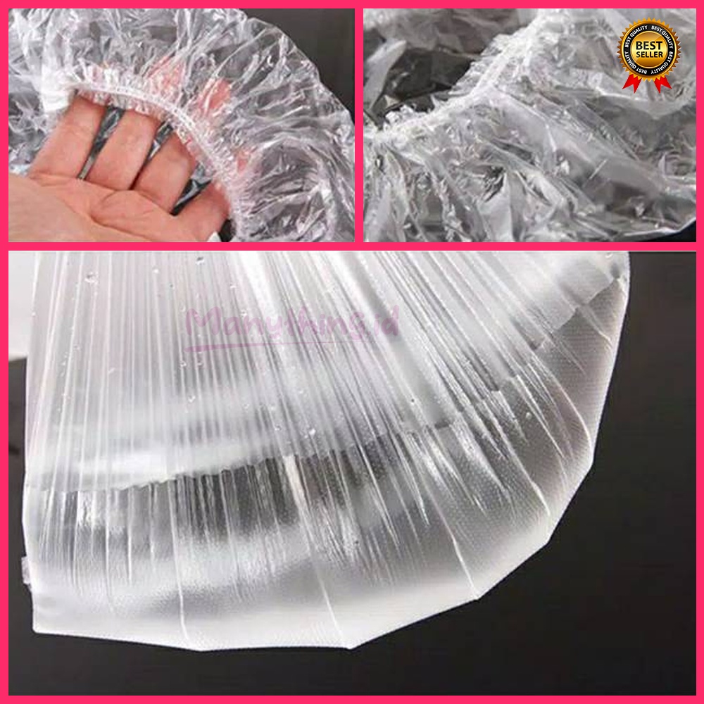 Shower Cap Bening Penutup Kepala / Shower Cap Disposable / Sarung Pewarna Rambut / Plastik Pelindung Makanan / Penutup kepala mandi