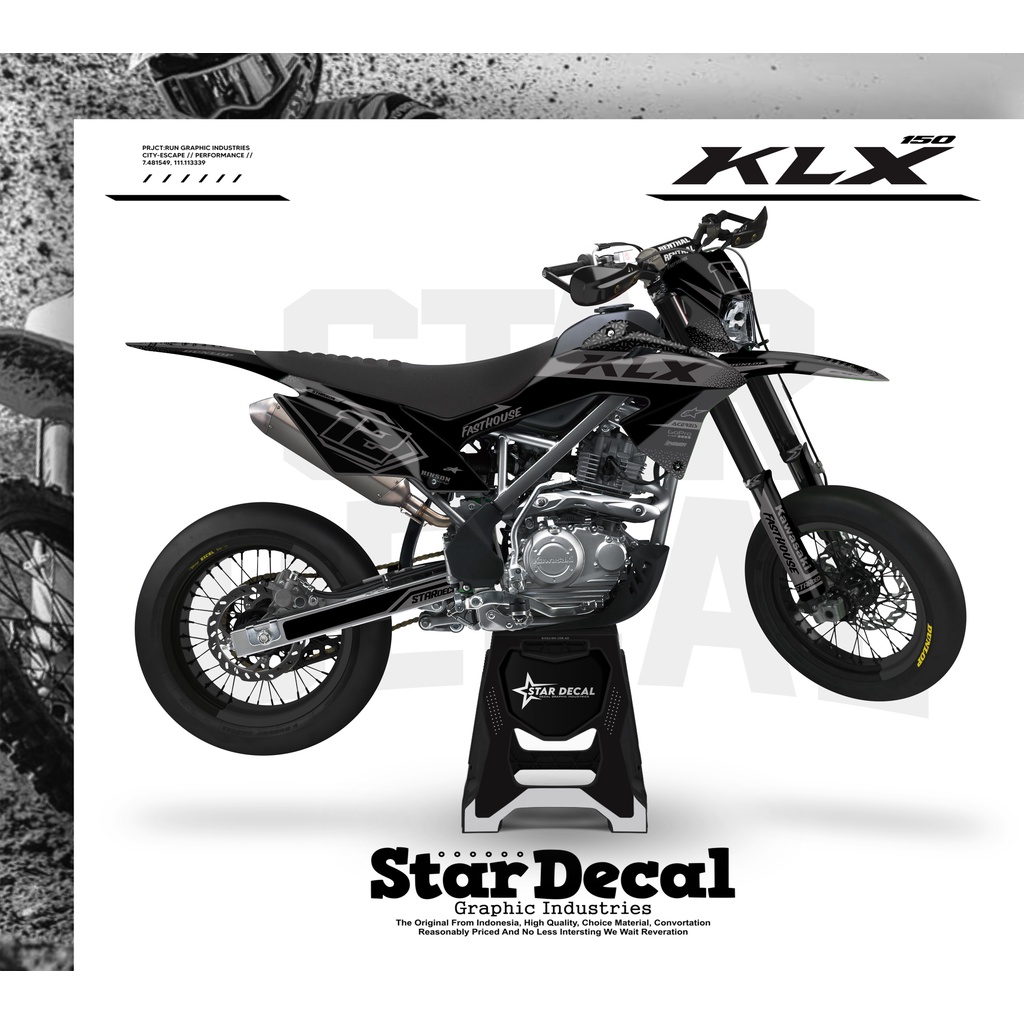 DECAL KLX BF  Sticker decal KLX full body Hitam ABU - ABU