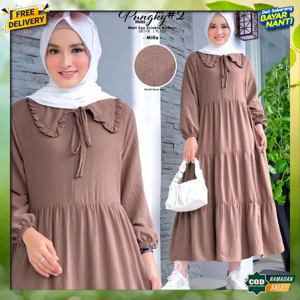 Drees Krinkle Jumbo Premium Gmis Remaja Moslem Terbaru Buju Crinkle Airflow Gamis Muslimah Sar`I Dre