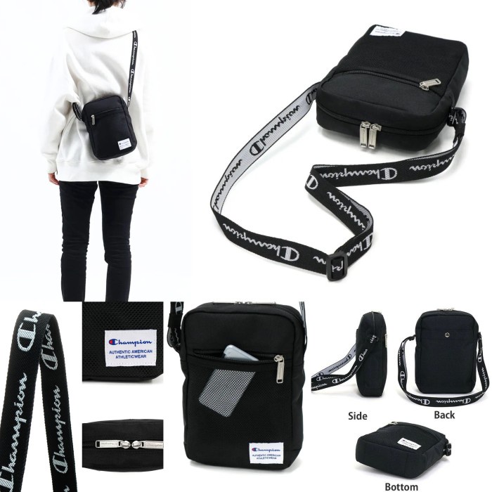 CHAMPION PITTSBURGH SHOULDER BAG SLING BAG WAIST BAG BLACK ORIGINAL