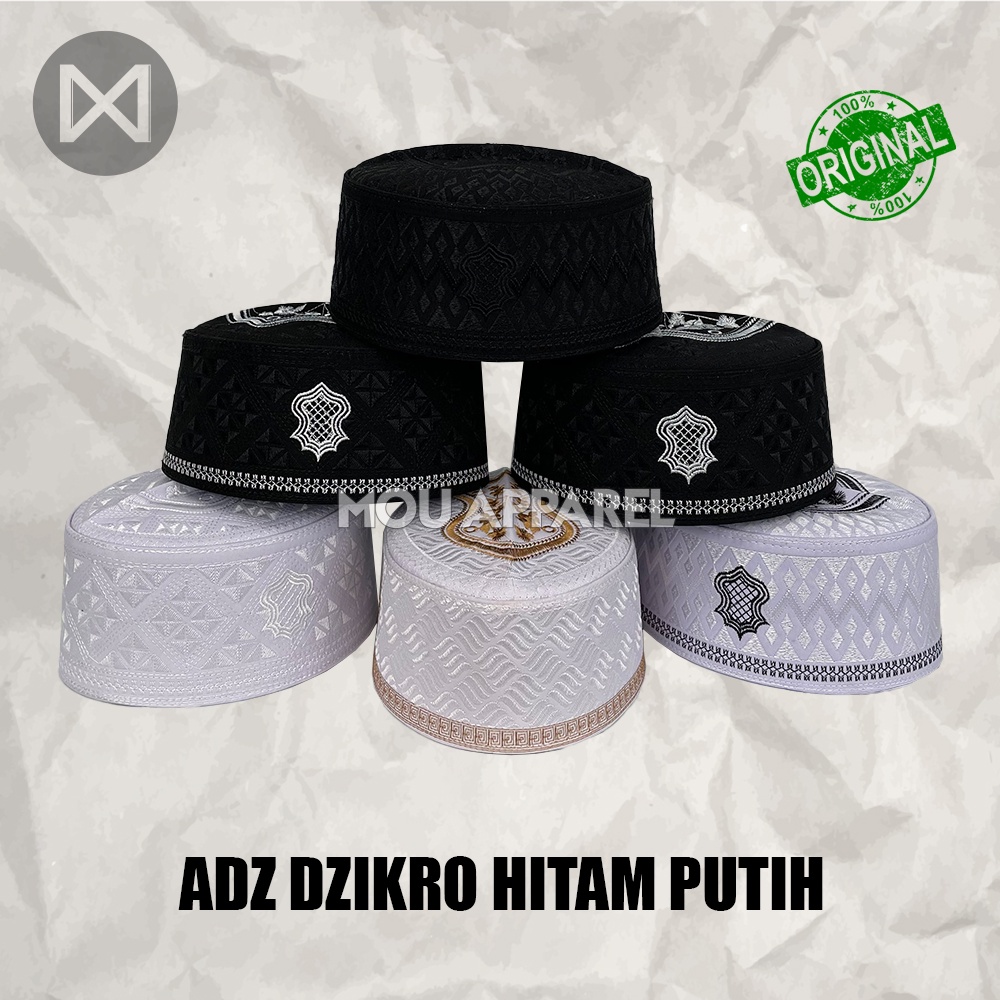 Peci Kopiah Assagofah Terompah Nabi ADZ DZIKRO Ukuran Anak Laki Pria Dewasa Jumbo Kopeah Bulat Sholat Haji Polos Hitam Putih Biru Gold Emas Shalat Kopyah Asagofah Trompah Asagova Turki Logo Bordir Santri Adi Hidayat Guz Azmi Malaysia Oman Madinah Mesir NU