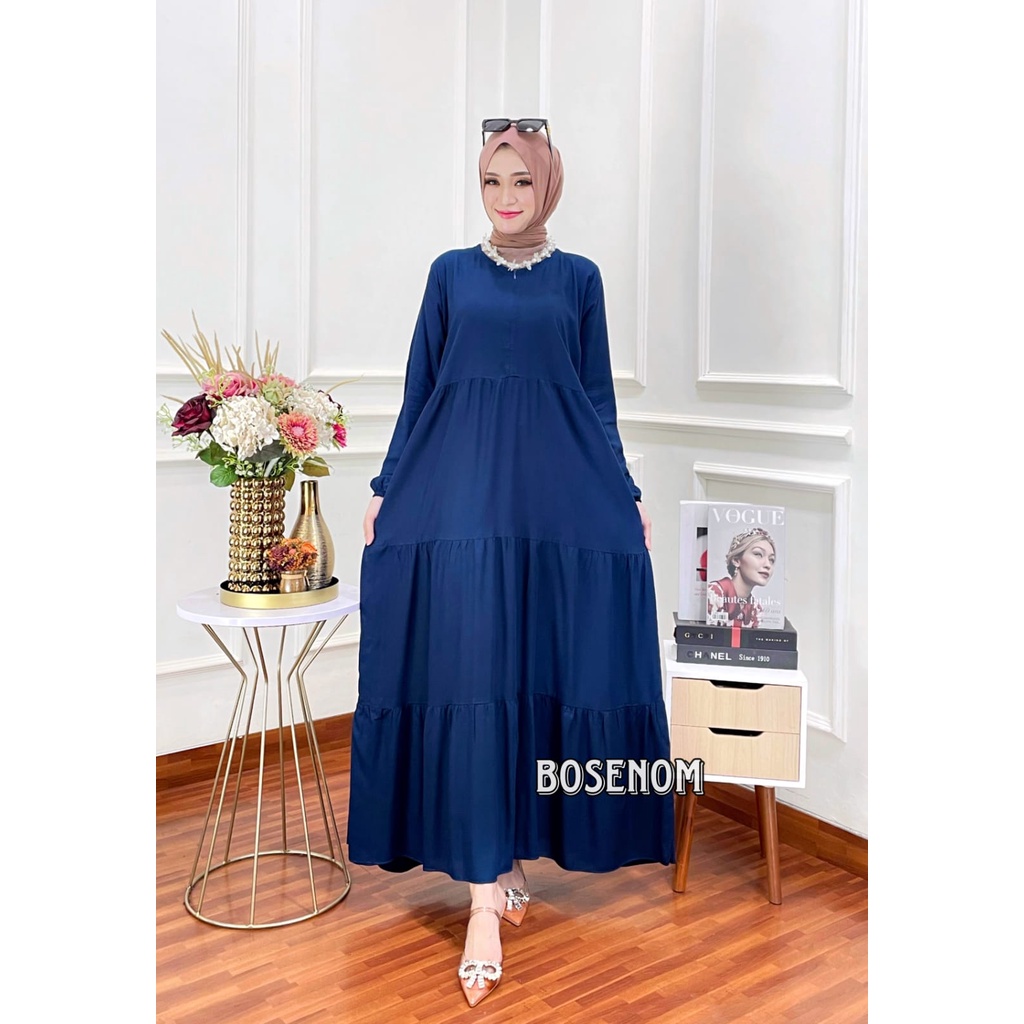 HANUM DRESS PREMIUM/ DRESS POLOS KATUN RAYON/ DRESS BUSUI / GAMIS POLOS WANITA/ HOMEY DRESS